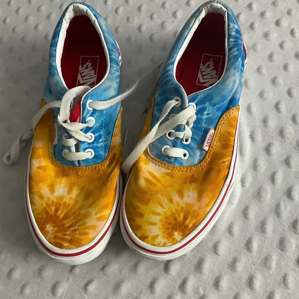 Vans Era Sneakers Kids 4.5 Blue Yellow Red Tie Dye Canvas Low Top Skate Shoes